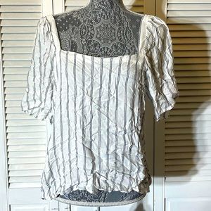 Black and white striped off the shoulder top